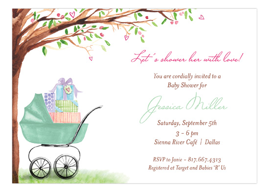 beautiful-bassinet-green-invitation-bmdd-np57bs1313bmdd How to Plan a Baby Shower