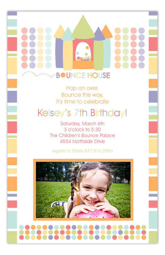 Birthday Bounce House Pastels Photo Card