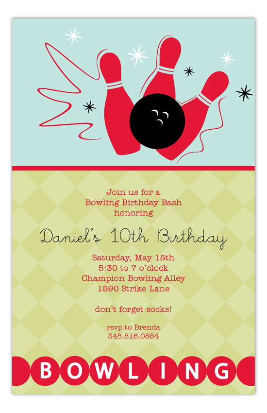 Birthday Bowling Party Invites