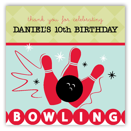 Birthday Bowling Square Sticker