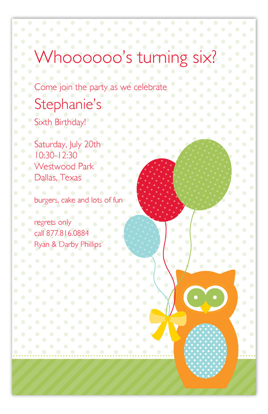 Birthday Owl Invitation