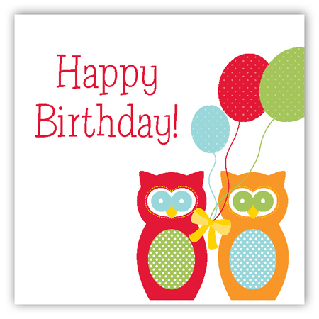 Red and Orange Birthday Owls Gift Tags