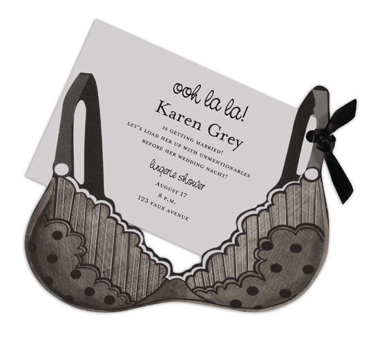 black-bra-with-polka-dots-invitation-ss-aw933 Couples Shower Invitations