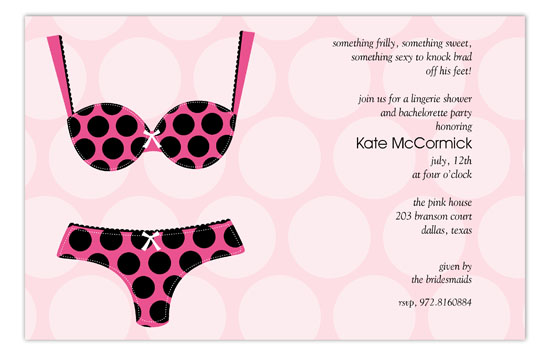 Black Polka Dot Undies Lingerie Shower Invitations