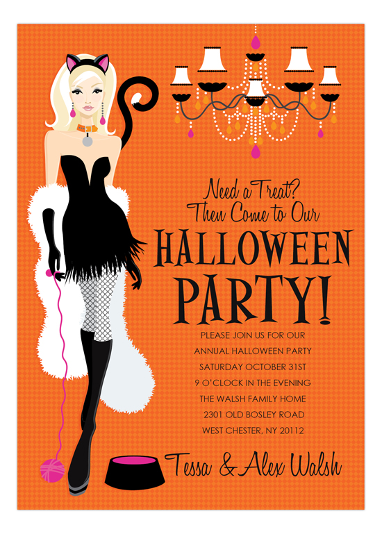 blonde-here-kitty-halloween-invitation-dmdd-np57hw1050dmdd A Single Gal's Guide To Throwing The Best Halloween Party