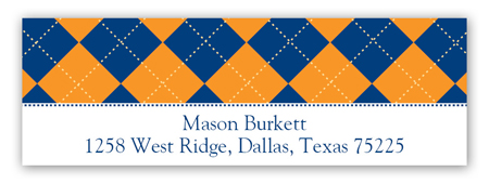 Blue and Orange Argyle Address Label