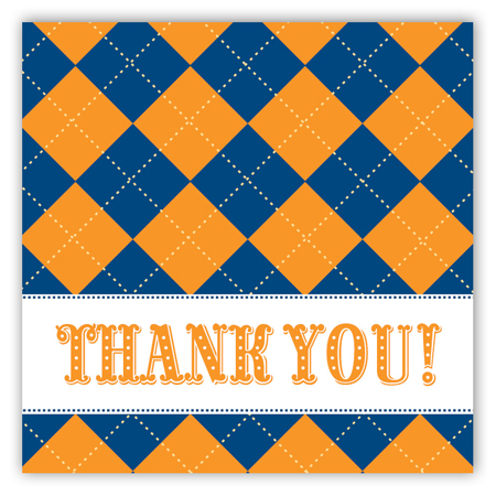 Blue and Orange Argyle Square Sticker