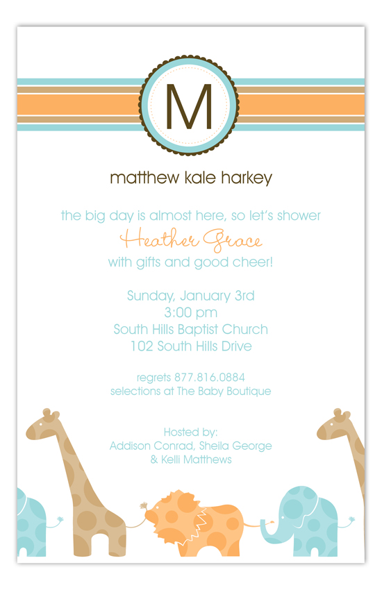 Blue Animal Monogram Invitation