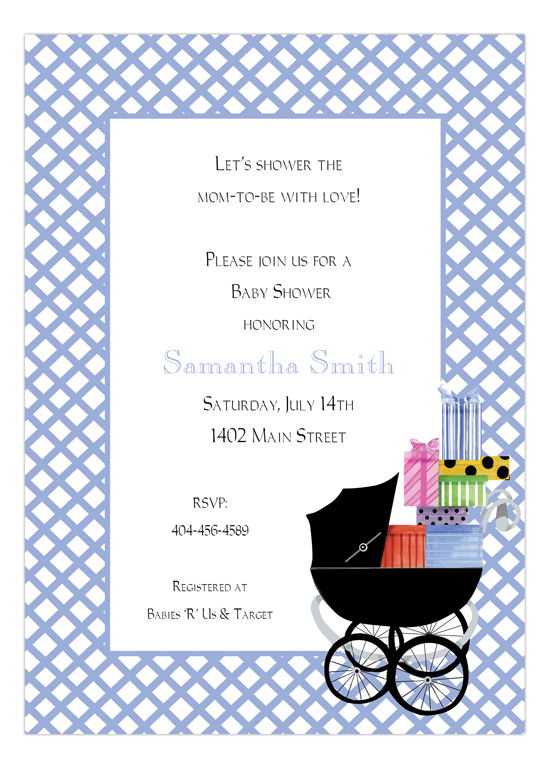 Blue Baby Buggie Invitation