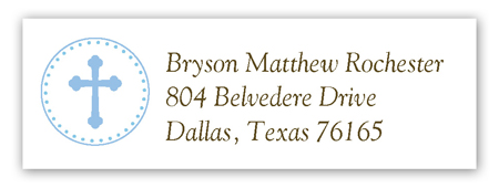 Blue Cross Pendant Address Label