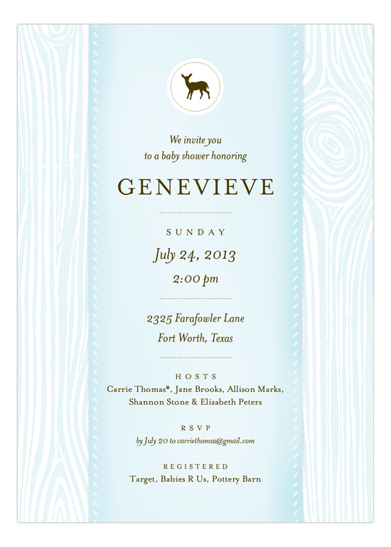 Blue Faux Bois Invitation