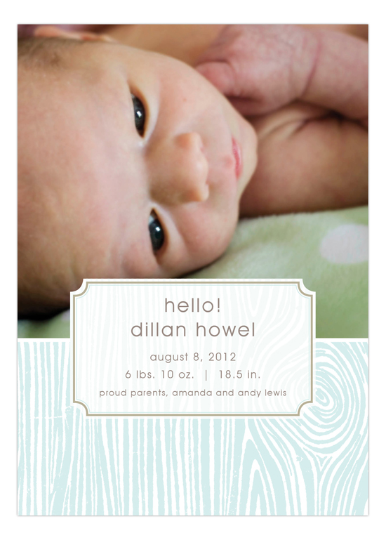 Blue Hello Faux Bois Photo Card