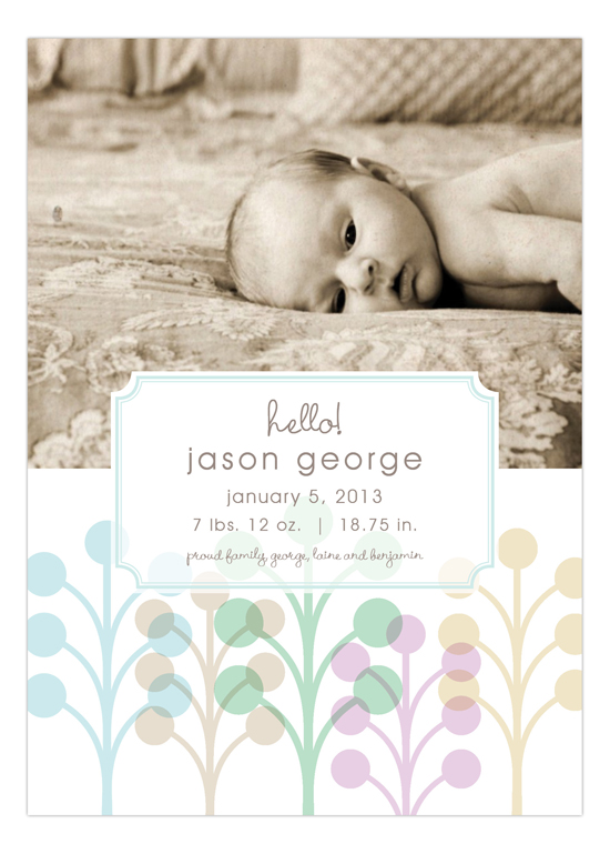 Blue Hello Birth Announcements Photo Card