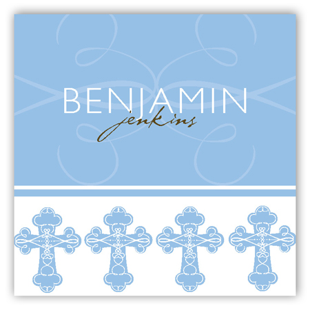 Blue Ornate Cross Enclosure Card