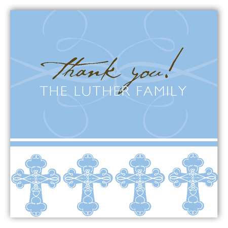 Blue Ornate Cross Square Sticker