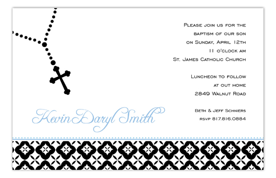 Blue Rosary Beads Invitation