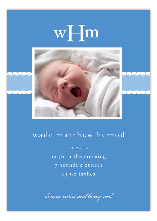 Blue Scallops Boy Birth Announcements