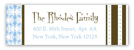 Blue Winter Damask Address Label