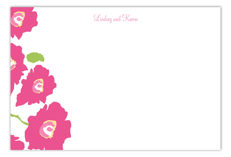 Bright Pink Poppies Flat Note Card