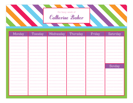 Bright Stripes Calendar Pad