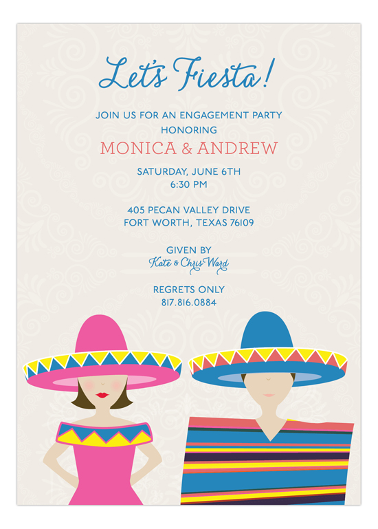 Brunette Fiesta Couple Invitation Polka Dot Invitations Brunette Fiesta Couple Invitation Polka Dot Invitations