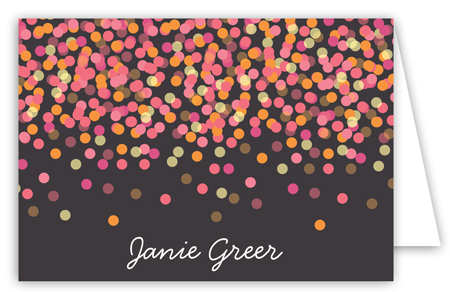 Charcoal Falling Confetti Folded Note Card