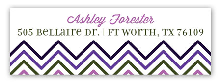 Chevron And Dot Radiant Orchid Address Label