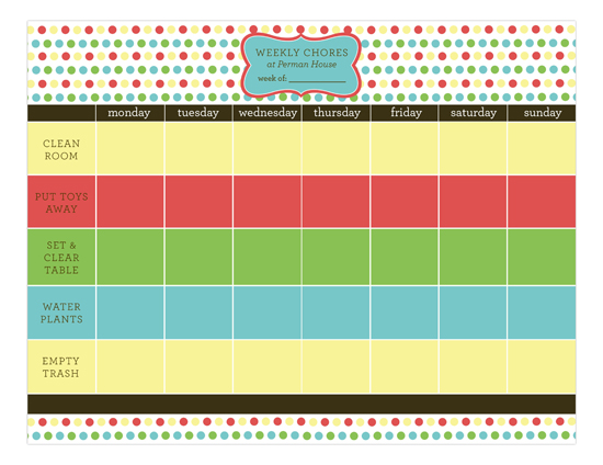 Chore List for 2 Calendar Pad