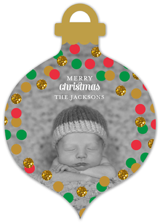 Confetti Glitter Ornament Photo Card