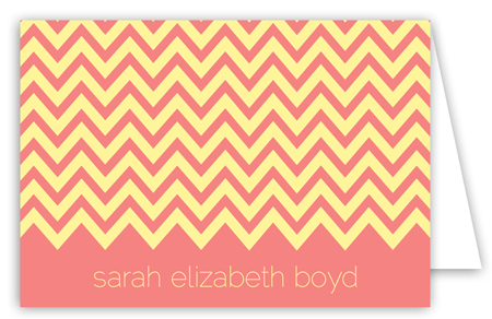 Coral Chevron Folded Note Card