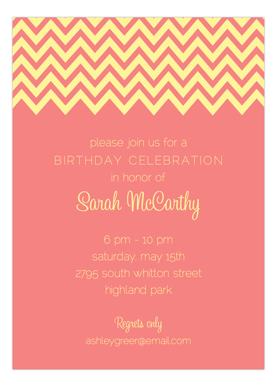 Coral Chevron Invitation