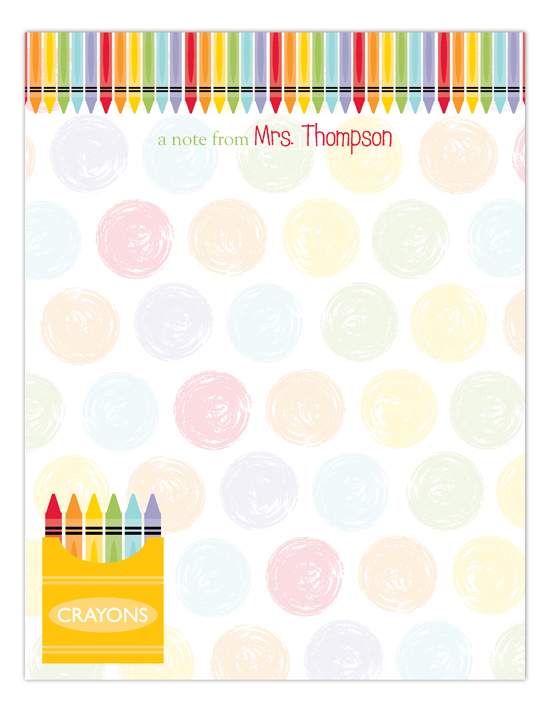 Crayon Colors Large Personalized Notepads