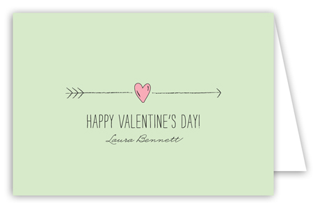 Cupids Arrow Mint Folded Valentine Card