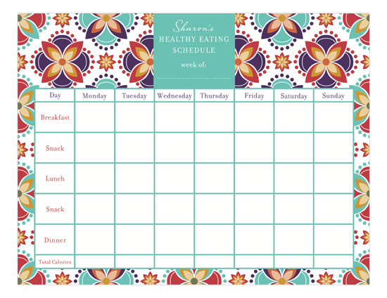 Eating Schedule Calendar Pad