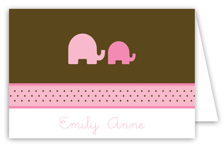 Elephants in Pink Folded Note Card