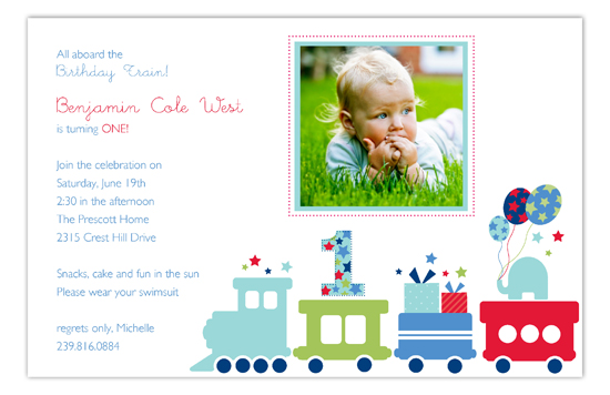 First Birthday Train Photo Card