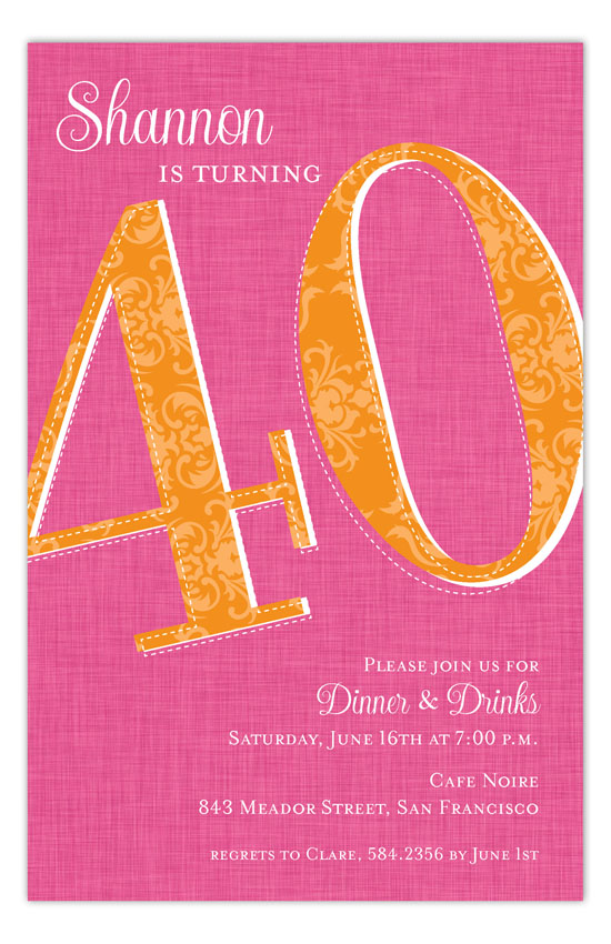 Forty Reasons 40th Birthday Invitation