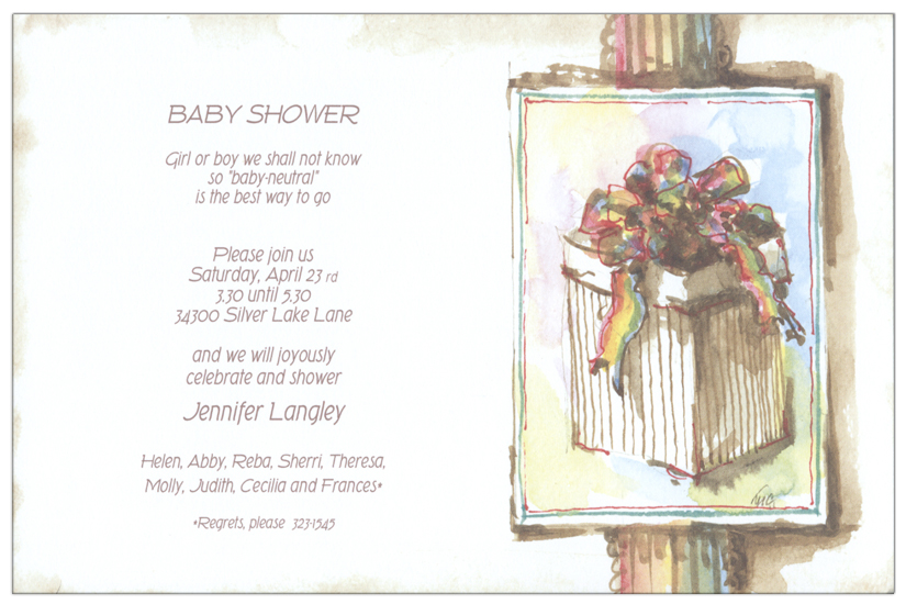 Modern Baby Shower Gift Box Invitations