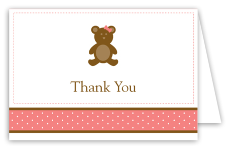 Girl Teddy Bear Icon Folded Note Card