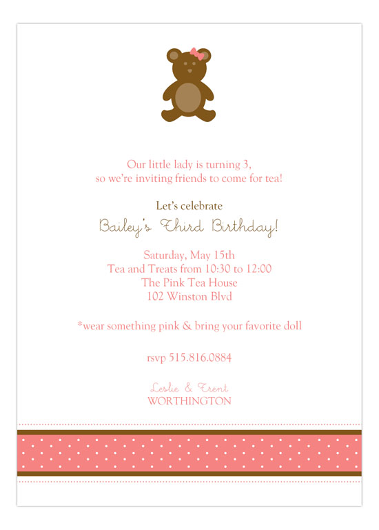 Girl Teddy Bear Icon Invitation