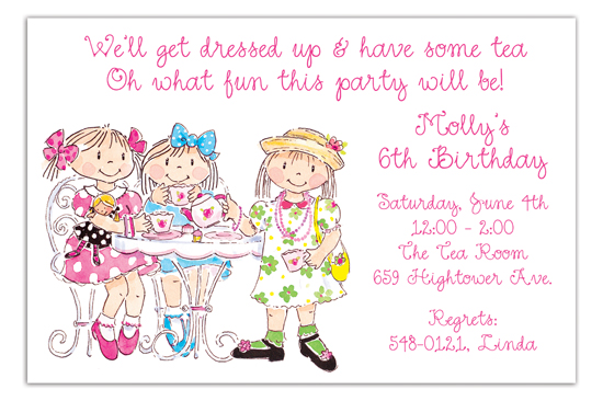 Birthday Girls Tea Party Invitations | PolkaDotDesign.com