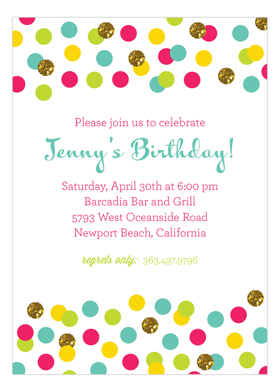 Glitter Color Confetti Invitation