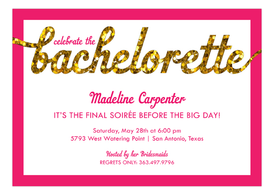 Glitter Soiree Bachelorette Party Invitation