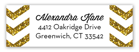 Gold Glitter Chevron Address Label