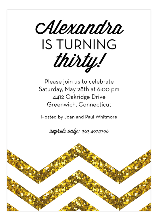 Gold Glitter Chevron Invitation