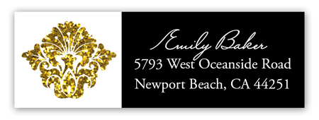 Gold Glitter Damask Address Label