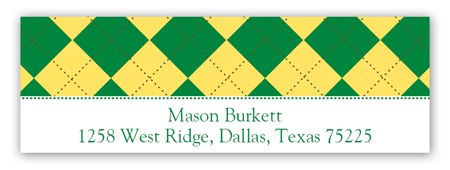 Green and Yellow Argyle Address Label