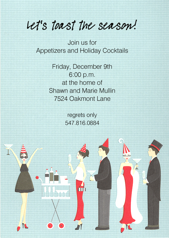 Holiday Cocktail Party Invitation  Polka Dot Design