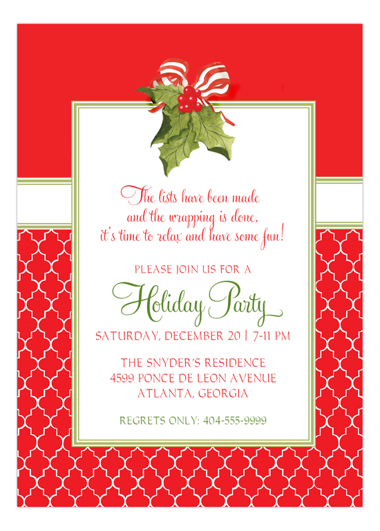 Holiday Party Holly Invitations