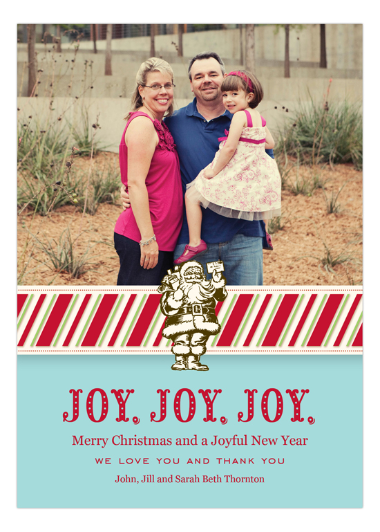 Joy Joy Joy Santa Photo Card